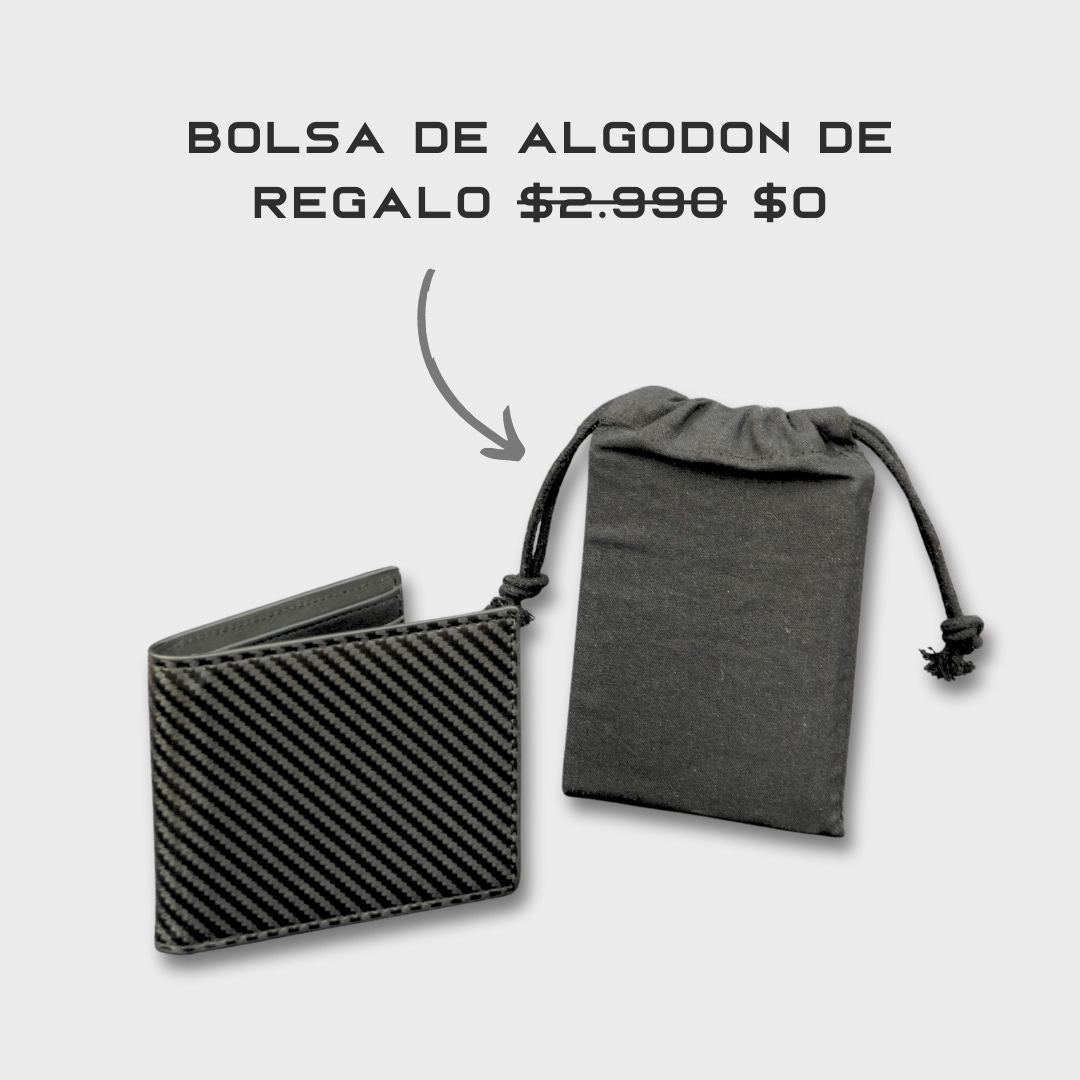 BILLETERA CARBON FIBER + BOLSA DE VIAJE