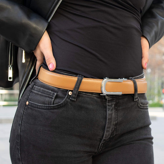 CINTURÓN AUTOMÁTICO MUJER | AURA CAMEL