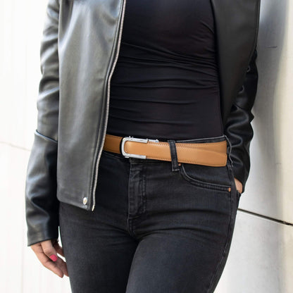 CINTURÓN AUTOMÁTICO MUJER | AURA CAMEL